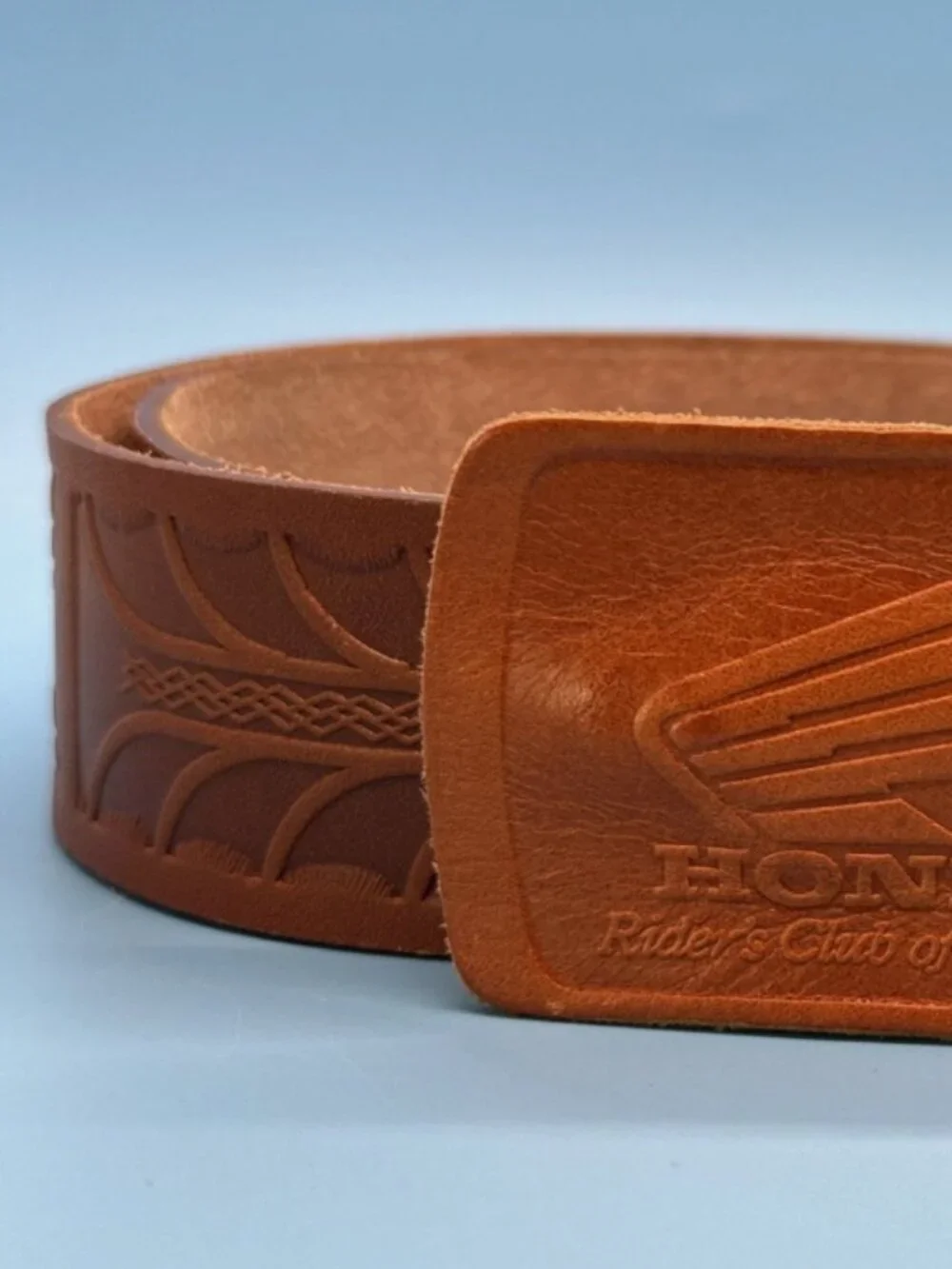 RARE Vintage Honda Rider’s Club of America Brown Leather Belt